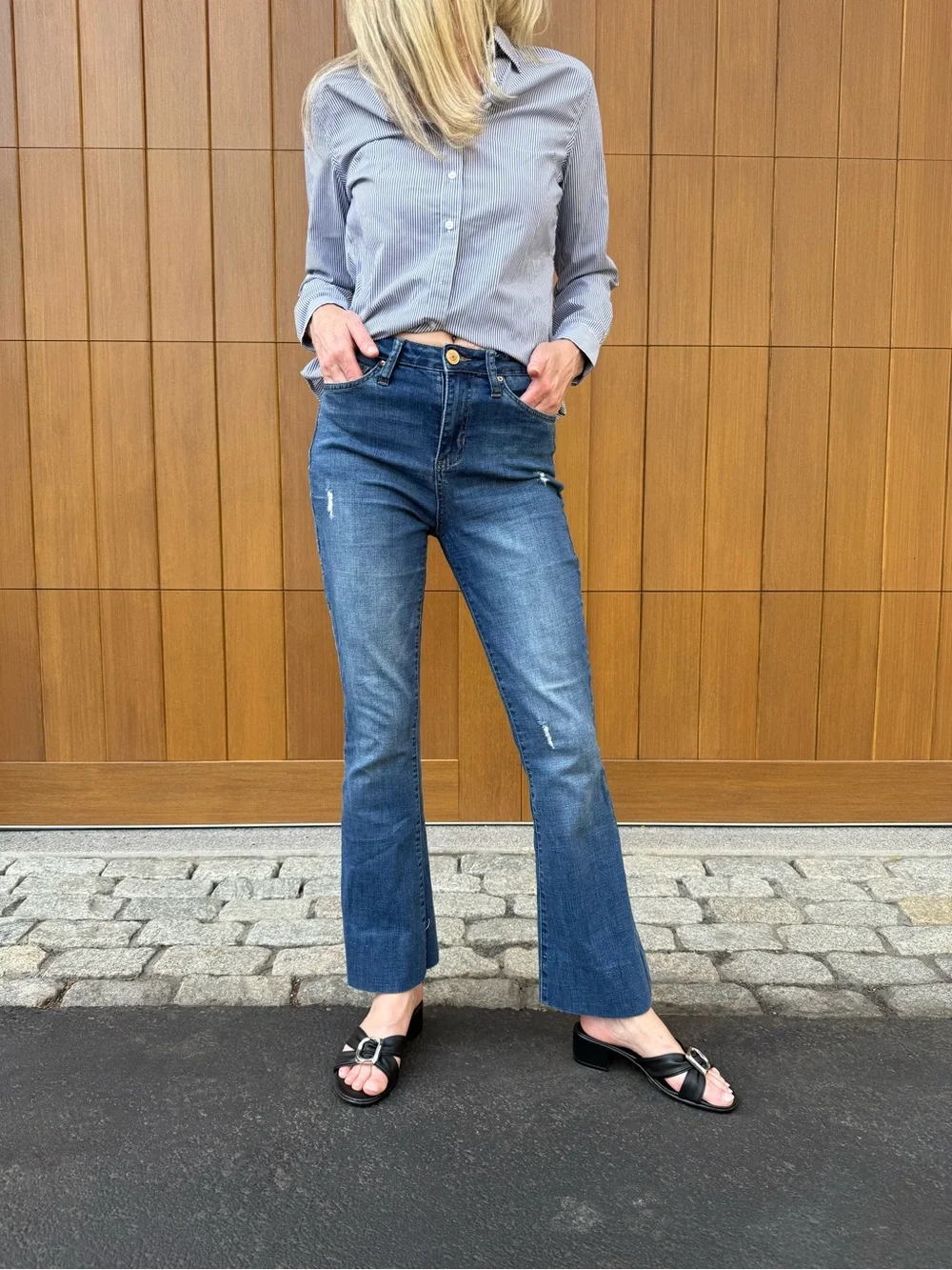 YMI High-Rise Flare Denim Collection Boho Festival Dark Wash Denim Bootcut